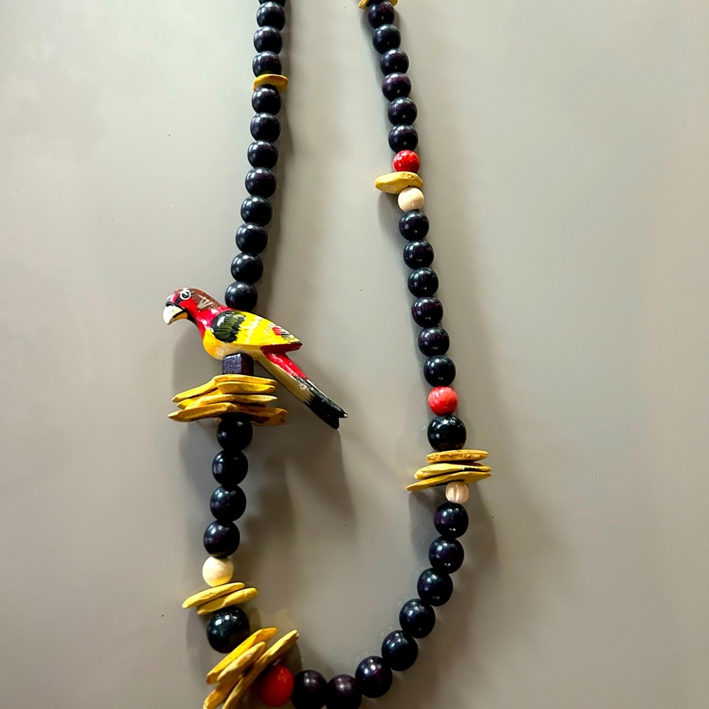 Wooden Hand made Colorful Parrot Necklace